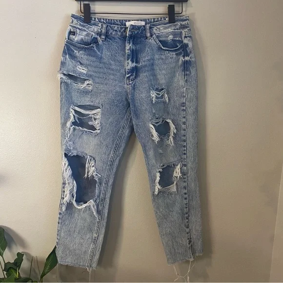KanCan Collie High Rise Mom Jeans Distressed Blue‎ Jeans size 9/28 - Picture 2 of 14